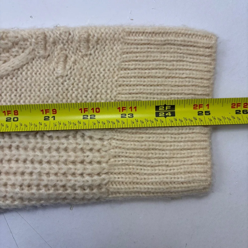Chelsea & Violet Womens‎ Cream Fringe Cable Knit Sweater Boho Western Small